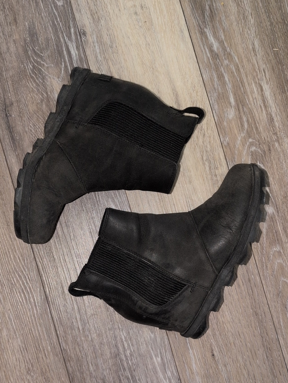 Black Women's Wedge Ankle Boots - Sleek Pull-On Chelsea Style